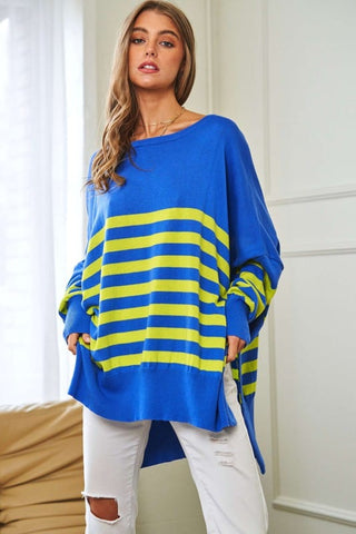 Multi Striped Elbow Patch Loose Fit Sweater Top *Online Only* - Premium  at Lonnys NY - Just $75! Shop Womens clothing now 