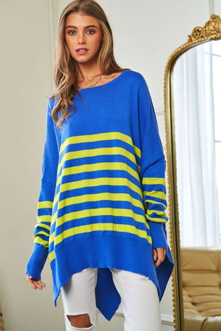 Multi Striped Elbow Patch Loose Fit Sweater Top *Online Only* - Premium  at Lonnys NY - Just $75! Shop Womens clothing now 