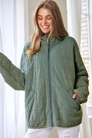 Washed Soft Comfy Quilting Zip Closure Jacket *Online Only* - Premium  at Lonnys NY - Just $111.50! Shop Womens clothing now 