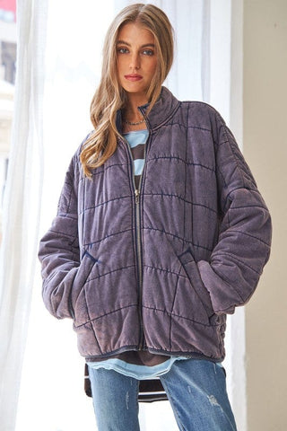 Washed Soft Comfy Quilting Zip Closure Jacket *Online Only* - Premium  at Lonnys NY - Just $111.50! Shop Womens clothing now 