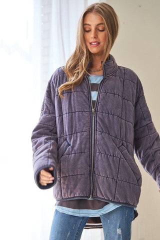 Washed Soft Comfy Quilting Zip Closure Jacket *Online Only* - Premium  at Lonnys NY - Just $111.50! Shop Womens clothing now 