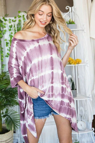 STRIPED TIE DYE ROUND NECK TUNIC  *Online Only* - Premium  at Lonnys NY - Just $60! Shop Womens clothing now 