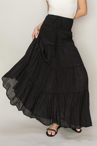 D-Drawstring Waist Tiered Maxi Skirt *Online Only* - Premium clothing at Lonnys NY - Just $50! Shop Womens clothing now 