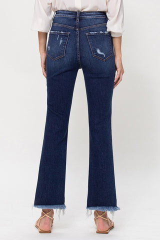 High Rise Distressed Hem Kick Flare Jeans *Online Only* - Premium clothing at Lonnys NY - Just $81! Shop Womens clothing now 