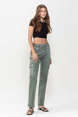 Flying Monkey Mid Rise Straight Jeans with Cargo Pocket Detail *Online Only* - Premium  from VERVET by Flying Monkey - Just $81! Shop now at Lonnys NY