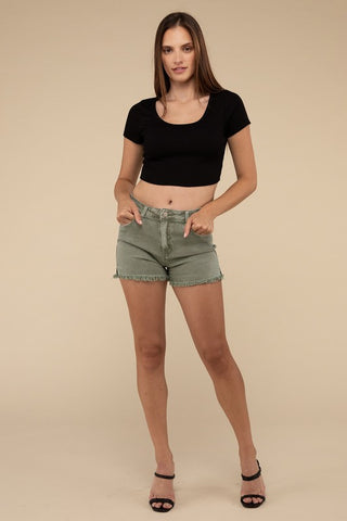 Acid Washed Frayed Hem Shorts *Online Only* - Premium clothing at Lonnys NY - Just $53! Shop Womens clothing now 