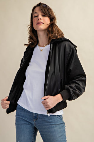 Reversible Fur Lined Bomber Jacket *Online Only* - Premium clothing at Lonnys NY - Just $85! Shop Womens clothing now 