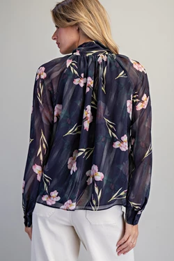 Madison Floral Print Tie Front Blouse