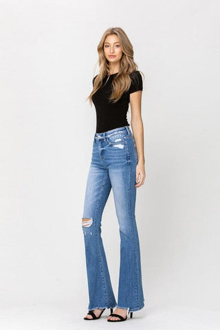 High Rise Flare W/Flare Detail Jeans *Online Only* - Premium  at Lonnys NY - Just $80! Shop Womens clothing now 