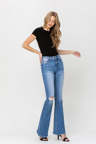 High Rise Flare W/Flare Detail Jeans *Online Only* - Premium  at Lonnys NY - Just $80! Shop Womens clothing now 