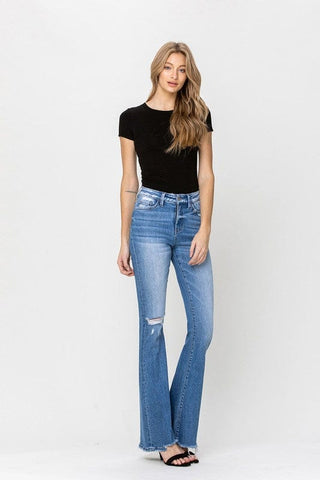 High Rise Flare W/Flare Detail Jeans *Online Only* - Premium  from Flying Monkey - Just $80! Shop now 