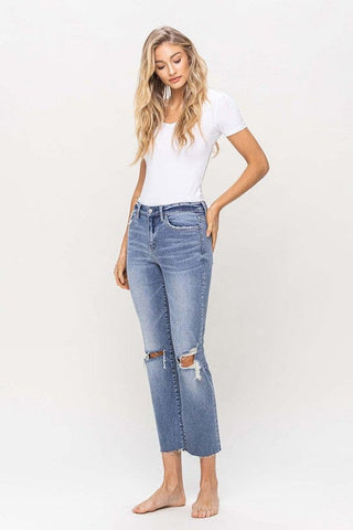 High Rise Straight With Clean Raw Hem *Online Only* - Premium  at Lonnys NY - Just $95! Shop Womens clothing now 