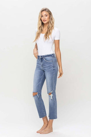 High Rise Straight With Clean Raw Hem *Online Only* - Premium  at Lonnys NY - Just $95! Shop Womens clothing now 