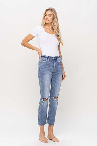 High Rise Straight With Clean Raw Hem *Online Only* - Premium  at Lonnys NY - Just $95! Shop Womens clothing now 