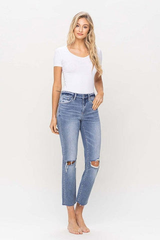 High Rise Straight With Clean Raw Hem *Online Only* - Premium  at Lonnys NY - Just $95! Shop Womens clothing now 