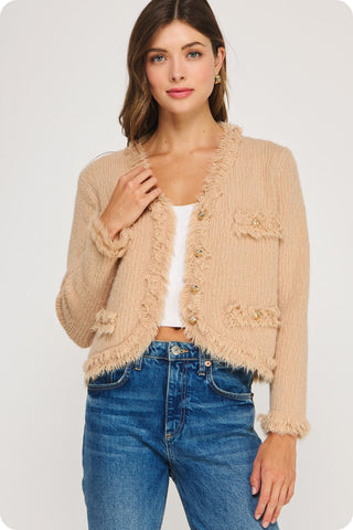 From Here to Eternity Frayed Trim Cardigan
