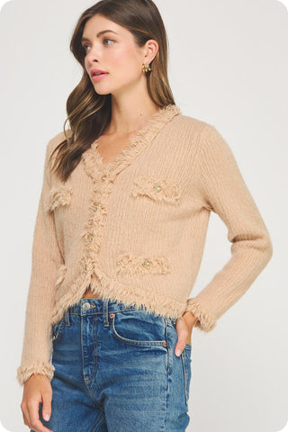 From Here to Eternity Frayed Trim Cardigan