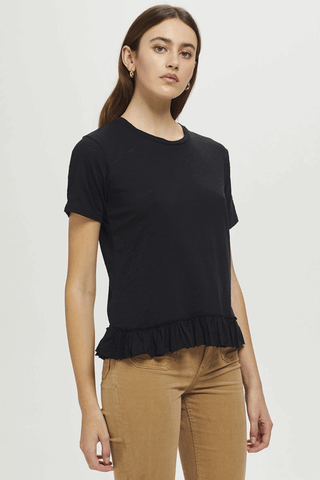 Goldie RUFFLE BOTTOM BOXY TEE - Premium tops at Lonnys NY - Just $115! Shop Womens clothing now 