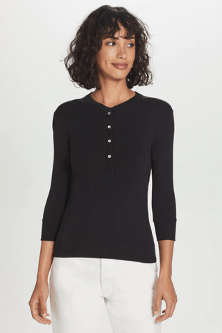 Goldie VARIEGATED RIB HENLEY - Premium  at Lonnys NY - Just $150! Shop Womens clothing now 