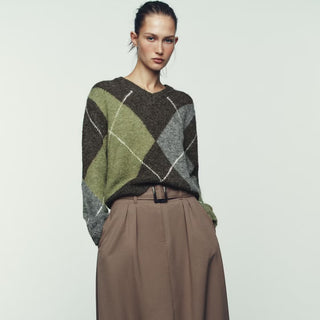 īres Diamond Argyle Intarsia Sweater