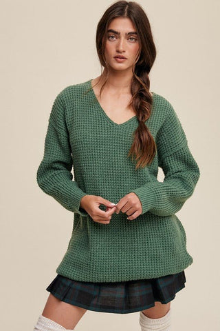 Slouchy V-neck Ribbed Knit Sweater *Online Only* - Premium sweaters at Lonnys NY - Just $52! Shop Womens clothing now 