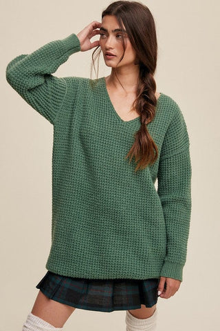 Slouchy V-neck Ribbed Knit Sweater *Online Only* - Premium sweaters at Lonnys NY - Just $52! Shop Womens clothing now 