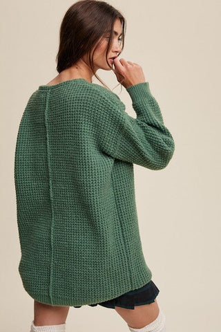 Slouchy V-neck Ribbed Knit Sweater *Online Only* - Premium sweaters at Lonnys NY - Just $52! Shop Womens clothing now 