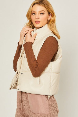 PU Padded Vest - Premium  at Lonnys NY - Just $48! Shop Womens clothing now 