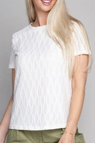 Textured round neck top  *Online Only* - Premium Shirts & Tops at Lonnys NY - Just $32! Shop Womens clothing now 