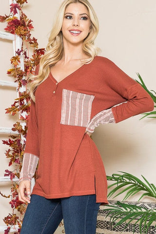 Reversed Stitched Hi Low Tunic *Online Only* - Premium  at Lonnys NY - Just $47.95! Shop Womens clothing now 
