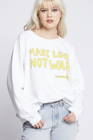 Recycled Karma Woodstock Make Love Not War Sweatshirt - Premium sweatshirt from Recycled Karma - Just $68! Shop now 