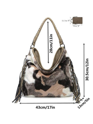 Oversize Hobo Bag for Women Fringe Fur purse *Onine Only* - Premium Bags at Lonnys NY - Just $80! Shop Womens clothing now 