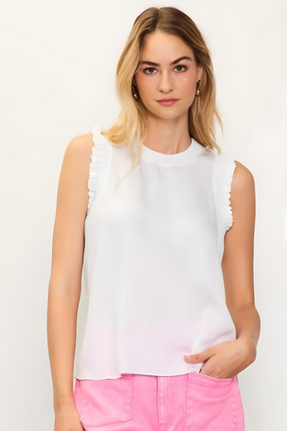 61 Jane Ruffle Contrast Top - Premium Shirts & Tops at Lonnys NY - Just $48! Shop Womens clothing now 