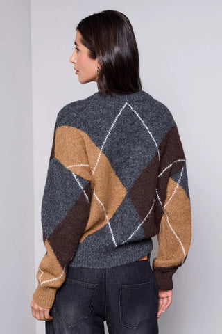 Tribal Lofty Argyle Sweater Cardigan
