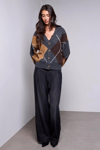 Tribal Lofty Argyle Sweater Cardigan