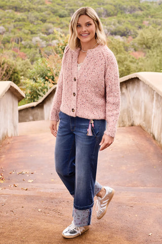Tribal Sequin Notch Neck Cardigan