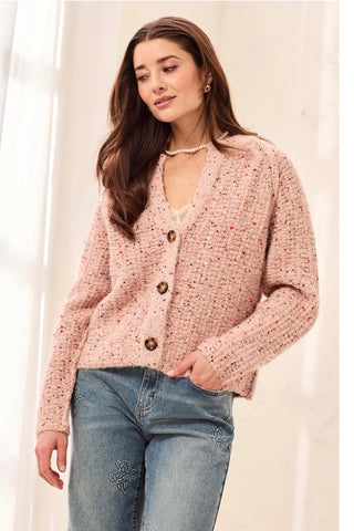 Tribal Sequin Notch Neck Cardigan