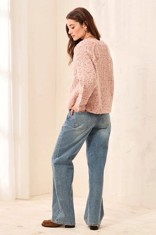Tribal Sequin Notch Neck Cardigan