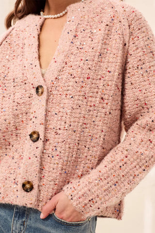 Tribal Sequin Notch Neck Cardigan