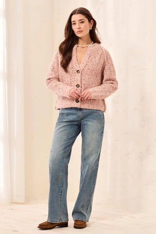 Tribal Sequin Notch Neck Cardigan