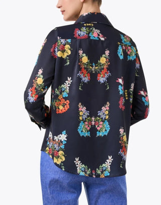Vilagallo Mariposa Floral Button Down Blouse