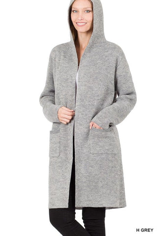 Hooded Open Front Cardigan *Online Only* - Premium Jacket at Lonnys NY - Just $60.88! Shop Womens clothing now 